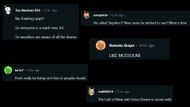 Screenshot of fans' reactions on Reddit